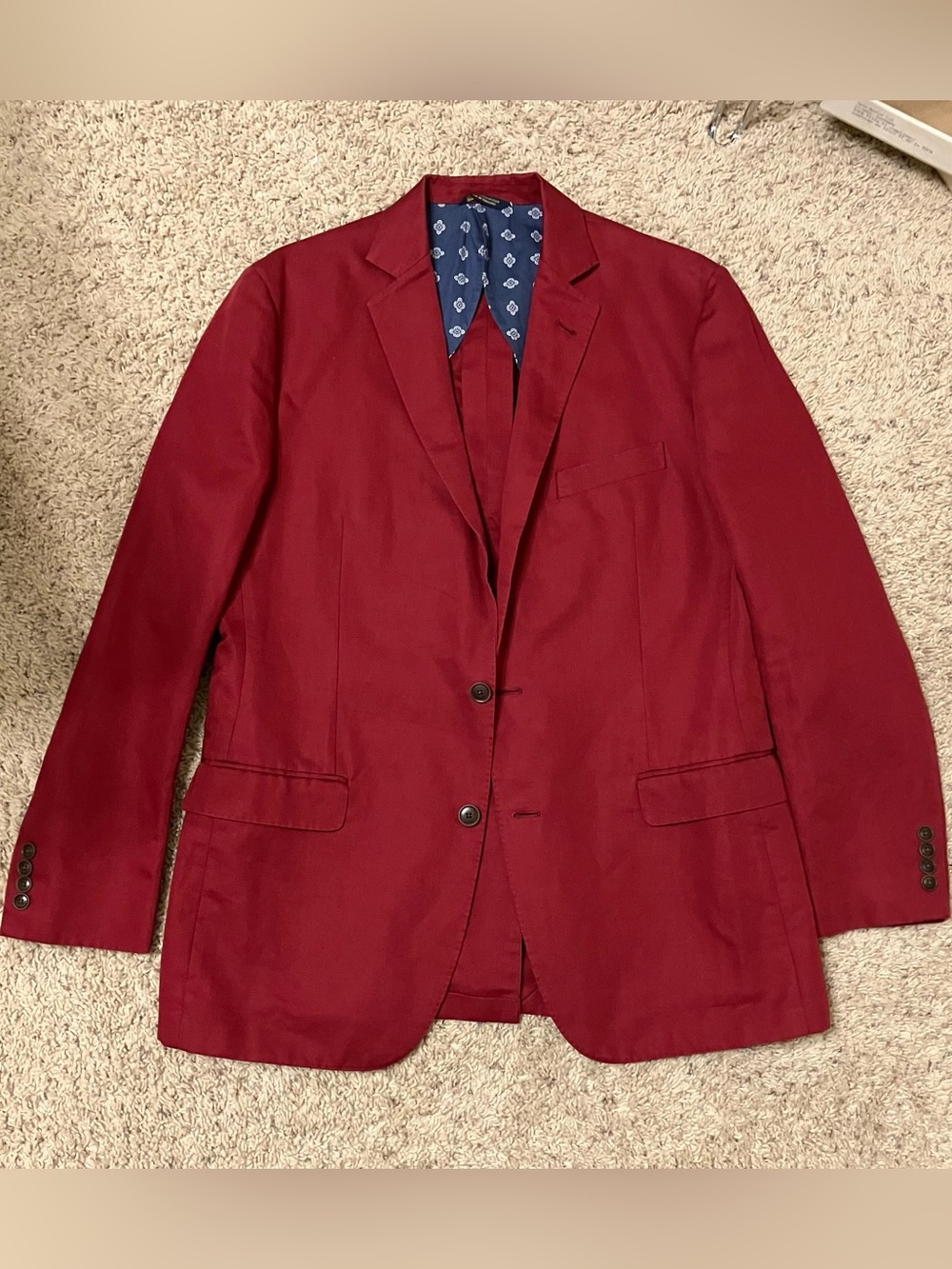 Brooks Brothers Blazer FITZGERALD 1818 Red COTTON / LINEN - Sz 42 L Very Nice!